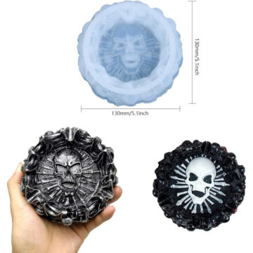 Molde De Silicona Para Resina Epoxi Cenicero Calavera 13cm - Imagen 8