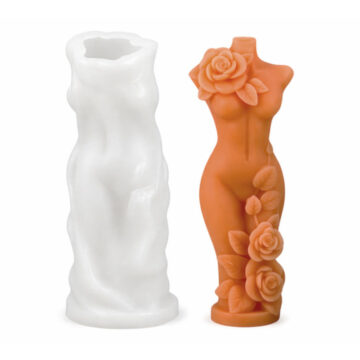 Molde De Silicona Para Resina Epoxi Velas Yeso O Cemento Torso Femenino Rosas