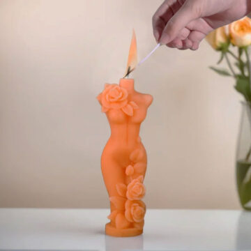 Molde De Silicona Para Resina Epoxi Velas Yeso O Cemento Torso Femenino Rosas - Imagen 4