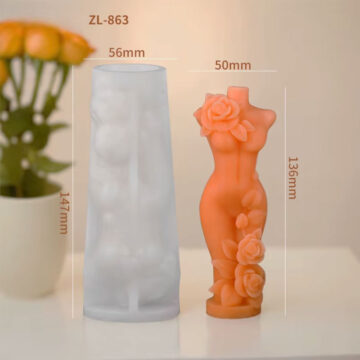 Molde De Silicona Para Resina Epoxi Velas Yeso O Cemento Torso Femenino Rosas - Imagen 5