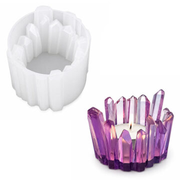 Molde De Silicona Para Resina Porta Velas De Cuarzo Cristales