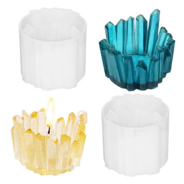 Molde De Silicona Para Resina Porta Velas De Cuarzo Cristales - Imagen 6