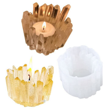 Molde De Silicona Para Resina Porta Velas De Cuarzo Cristales - Imagen 7