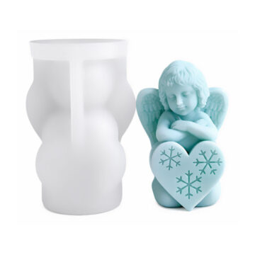 Molde De Silicona Para Resina Y Velas Angel Con Corazon - Imagen 3