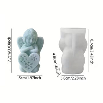 Molde De Silicona Para Resina Y Velas Angel Con Corazon - Imagen 5