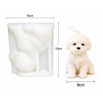 Molde De Silicona Para Velas Yeso Resina Perrito Caniche - Imagen 6