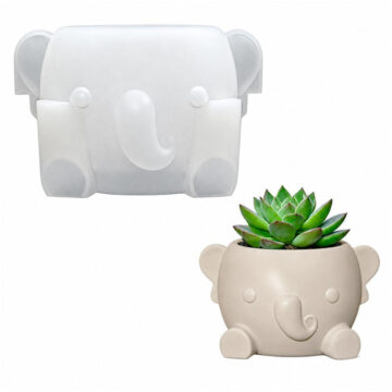 Molde De Silicona Para Yeso Cemento Maceta Vaso Elefante