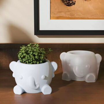 Molde De Silicona Para Yeso Cemento Maceta Vaso Elefante - Imagen 4