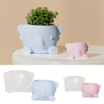 Molde De Silicona Para Yeso Cemento Maceta Vaso Elefante - Imagen 5