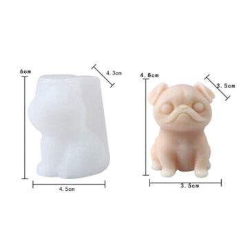 Molde De Silicona Perrito Pug Para Vela Jabon Resina Epoxi - Imagen 3