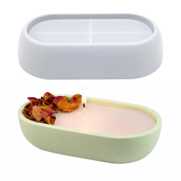 Molde De Silicona Porta Portavelas Oval 15cm Para Resina Y Yeso