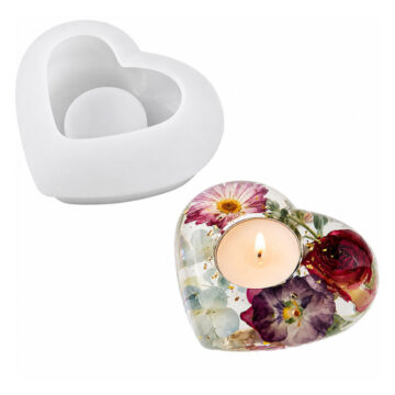 Molde De Silicona Porta Vela En Forma Corazon Resina Epoxi