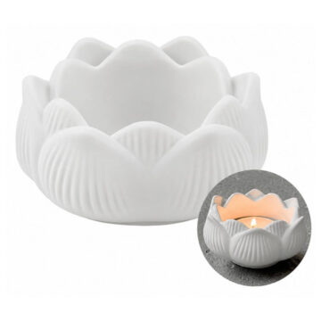 Molde De Silicona Portavela Flor De Loto Para Yeso Y Resina