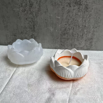 Molde De Silicona Portavela Flor De Loto Para Yeso Y Resina - Imagen 4