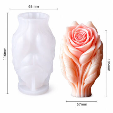 Molde De Silicona Rosa 3D Para Velas Jabones Resina Yeso - Imagen 3