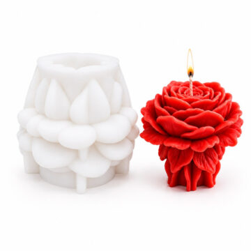 Molde De Silicona Rosa Flor 3D Para Velas Artesanales 8cm