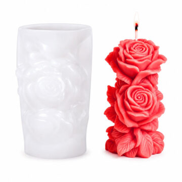 Molde De Silicona Vela doble Rosas 3D Para Velas Jabón Resina