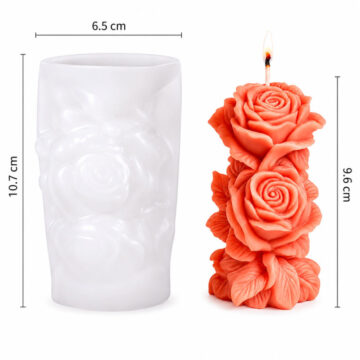 Molde De Silicona Vela doble Rosas 3D Para Velas Jabón Resina - Imagen 3