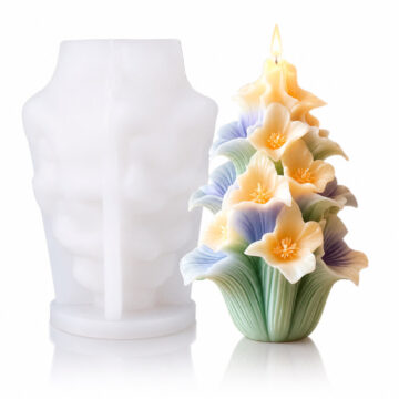 Molde De Silicona Vela Floral Lirios Decorativa 3D Para Velas Yeso Resina