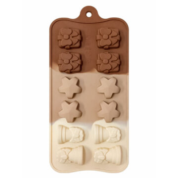 Molde Silicona En Forma De Regalo Estrella Campana 12 Bombones Chocolate