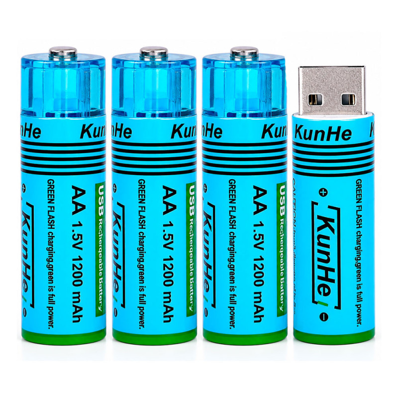 Pila AA x4 Recargable USB 1200mAh Con Tapa Magnética