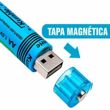 Pila AA x4 Recargable USB 1200mAh Con Tapa Magnética - Imagen 2