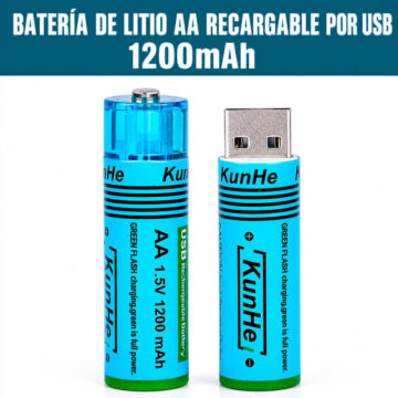 Pila AA x4 Recargable USB 1200mAh Con Tapa Magnética - Imagen 3