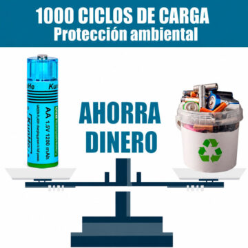 Pila AA x4 Recargable USB 1200mAh Con Tapa Magnética - Imagen 4