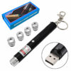 Puntero Laser Recgarble Por USB Luz Verde 5 Filtros