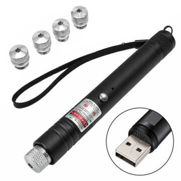 Puntero Laser Recgarble Por USB Luz Verde 5 Filtros Bateria 18650