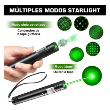 Puntero Laser Recgarble Por USB Luz Verde 5 Filtros Bateria 18650 - Imagen 2
