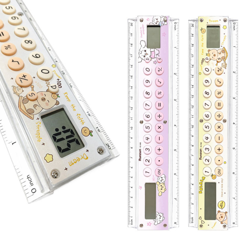 Regla Calculadora Escolar 8 Digitos Con Reloj Digital 20cm 8 Pulgadas