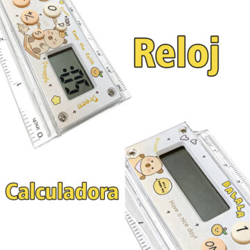 Regla Calculadora Escolar 8 Digitos Con Reloj Digital 20cm 8 Pulgadas - Imagen 2