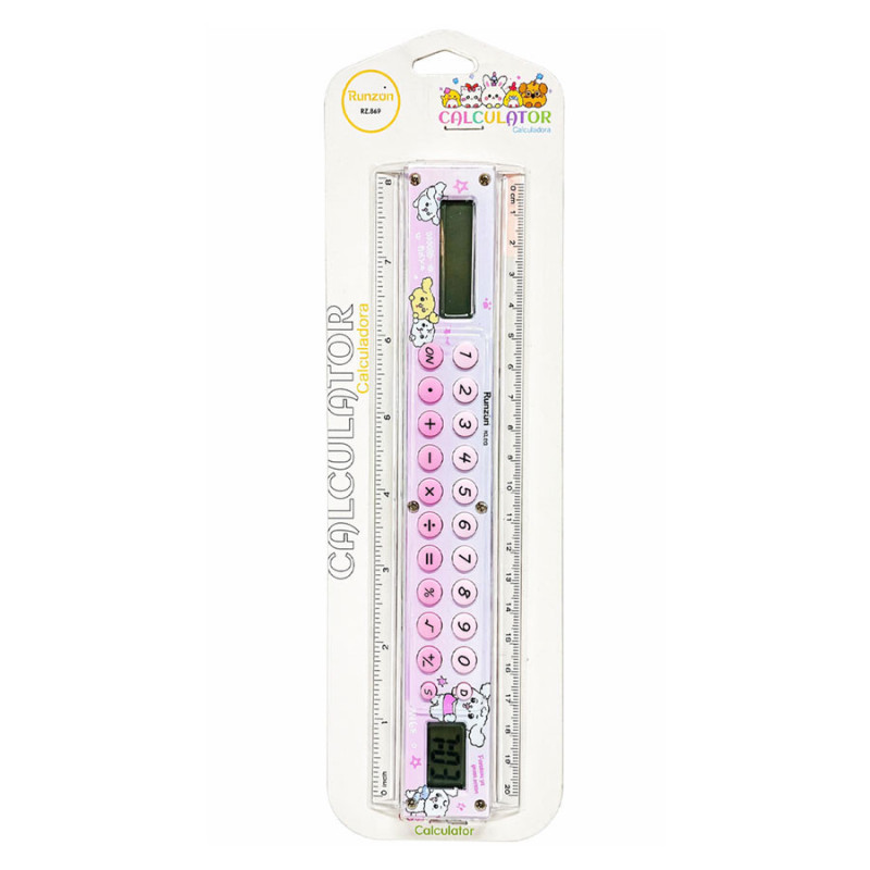Regla Calculadora Escolar 8 Digitos Con Reloj Digital 20cm 8 Pulgadas - Imagen 3