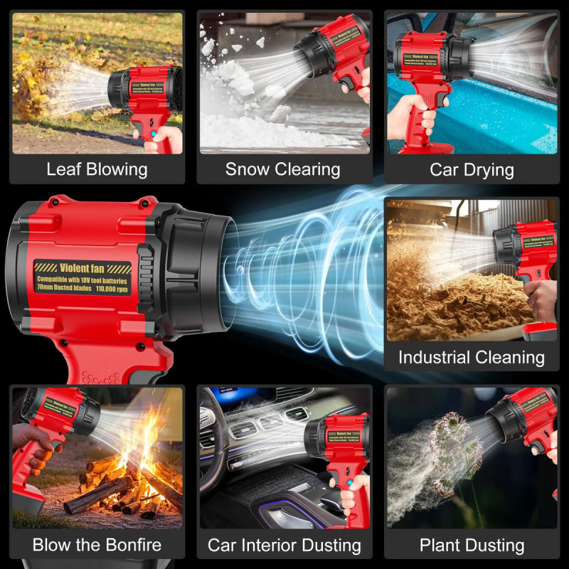 Soplador De Alta Potencia 110000 Rpm Inalambrico Bateria 18v - Imagen 6
