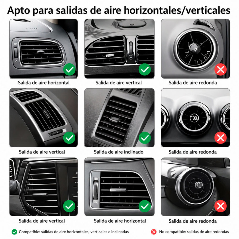 Soporte Celular Auto Rejilla Universal 360° Ajustable Bloqueo Automático - Imagen 5