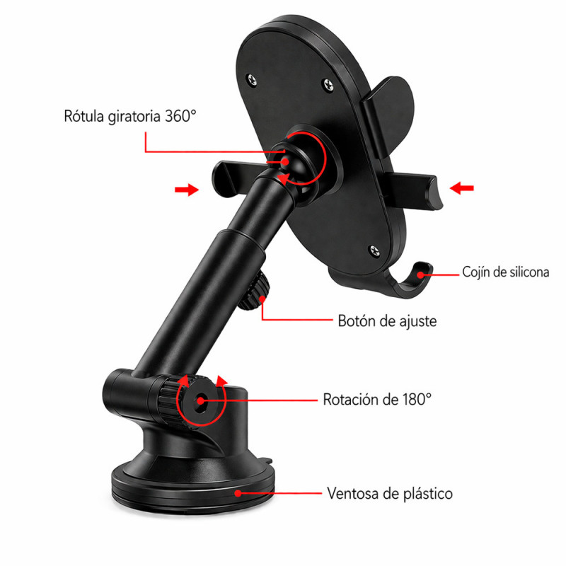 Soporte Celular Auto Universal Con Ventosa Ajustable 360° Antivibración - Imagen 4