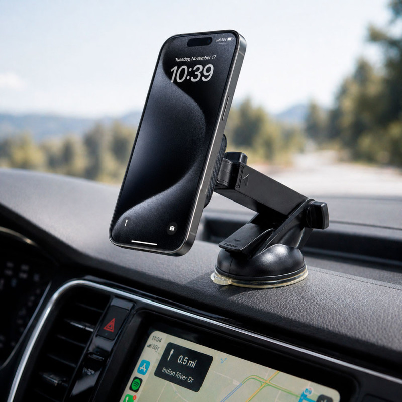 Soporte Magnético Para Celular Auto Con Ventosa Ajustable 360° - Imagen 3