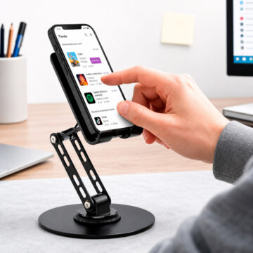 Soporte Porta Celular Ajustable De Escritorio Metálico Plegable Antideslizante - Imagen 2