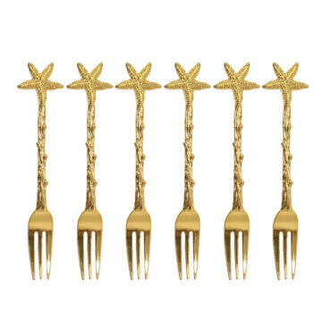 Tenedores Dorados x6 Para Postres Y Catering Diseños Varios - Imagen 2