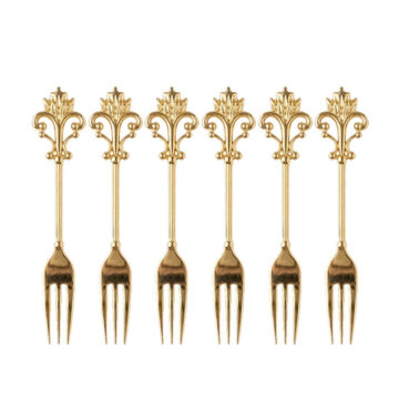 Tenedores Dorados x6 Para Postres Y Catering Diseños Varios - Imagen 4