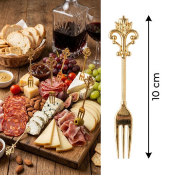 Tenedores Dorados x6 Para Postres Y Catering Diseños Varios - Imagen 5