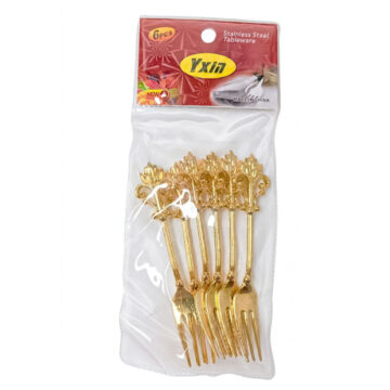 Tenedores Dorados x6 Para Postres Y Catering Diseños Varios - Imagen 6