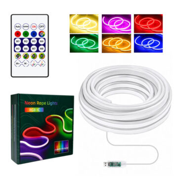 Tira LED De Neon Rgbic 5 Metros Conexión USB Y Control Remoto