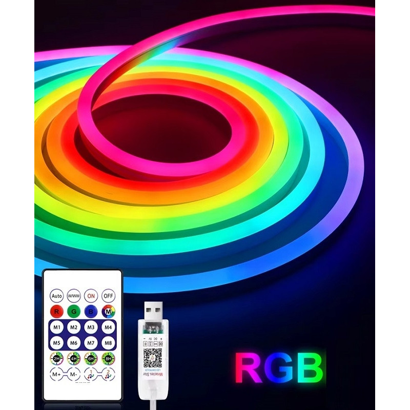 Tira LED De Neon Rgbic 5 Metros Conexión USB Y Control Remoto - Imagen 2