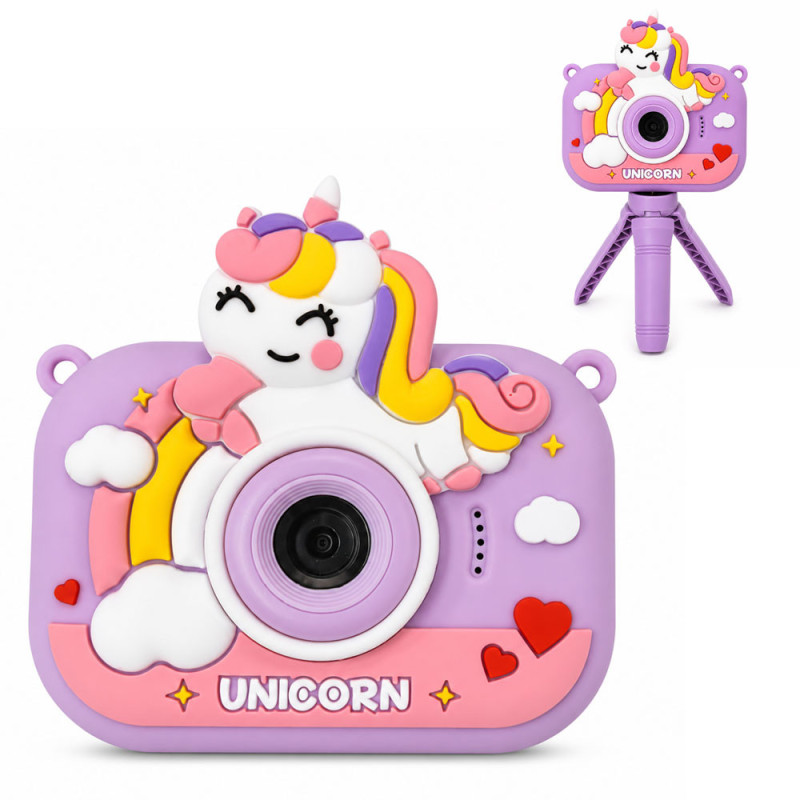 Camara Digital Infantil Con Funda De Silicona Y Tripode Recargable