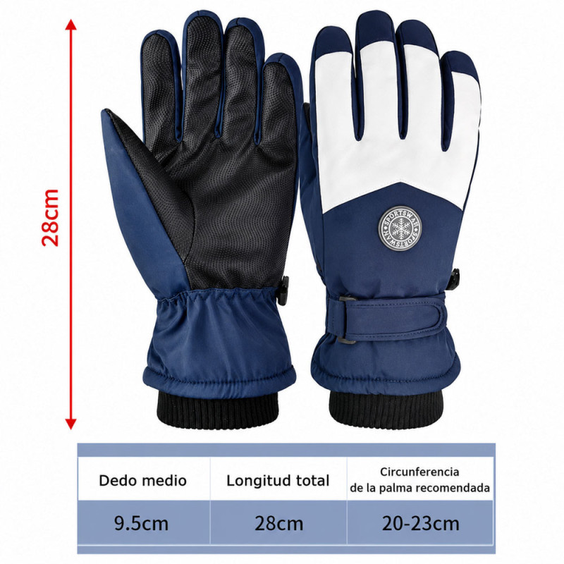 Guantes De Esquí O Nieve Termicos Velcro Ajustable Dedos Para Pantalla - Imagen 3