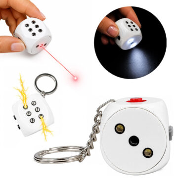Llavero Dado Con Laser Rojo Linterna Y Shock De Broma