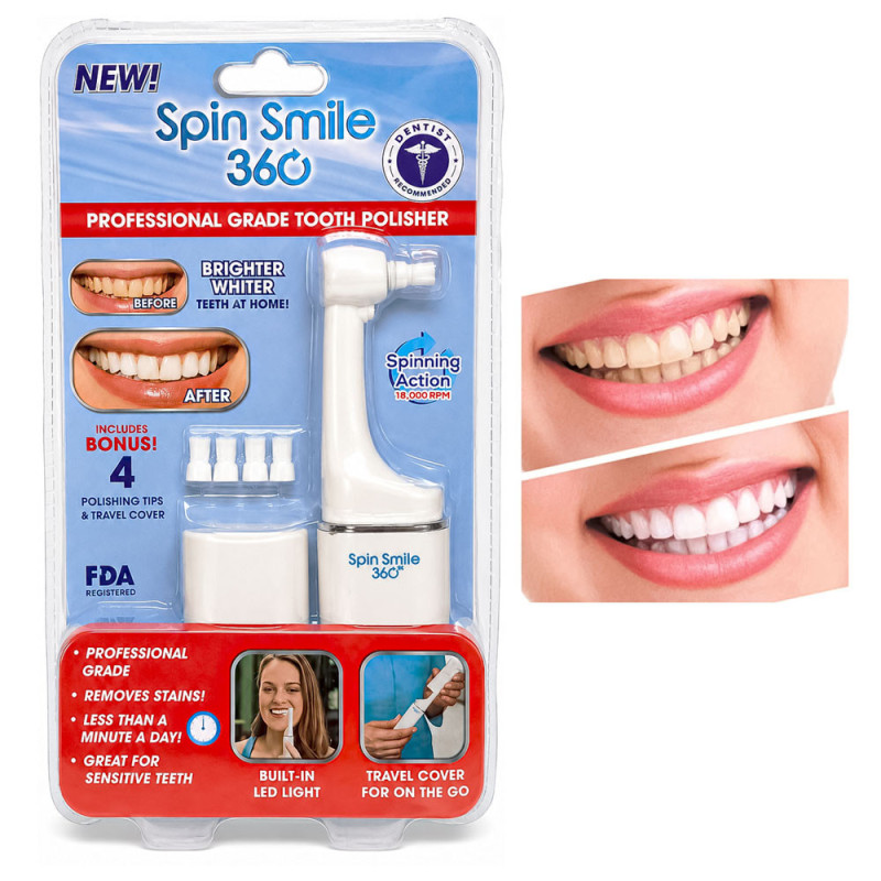 Pulidor Dental De Grado Spin Smile 360 Blanquedor Portatil